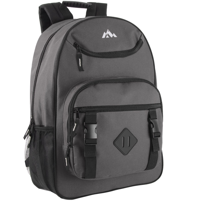18 Inch Double Buckle Backpack with Laptop Section -  4 Colors - BagsInBulk.com