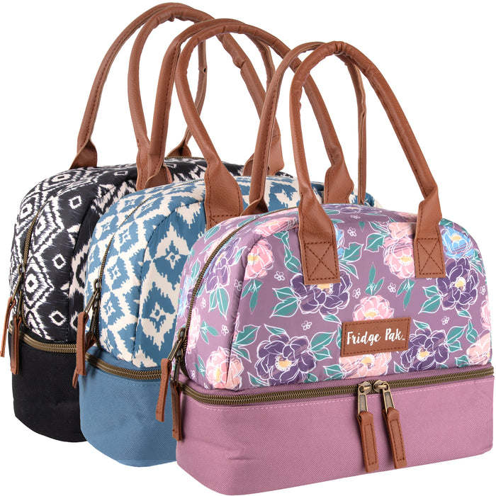 Fridge Pak Dual Compartment Lunch Tote Bag - 3 Prints
