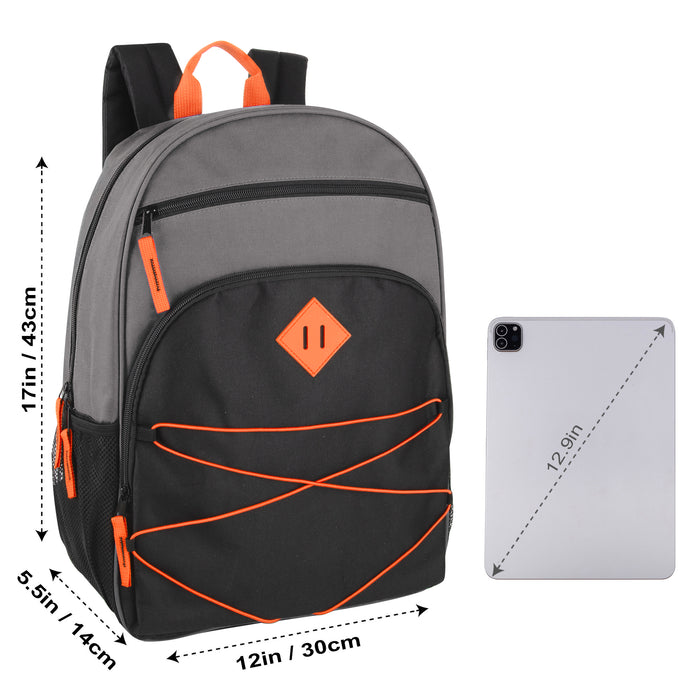 17-Inch Bulk Multi Pocket Bungee Backpack