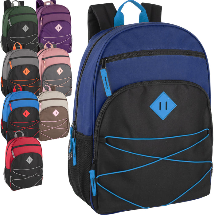 17-Inch Bulk Multi Pocket Bungee Backpack