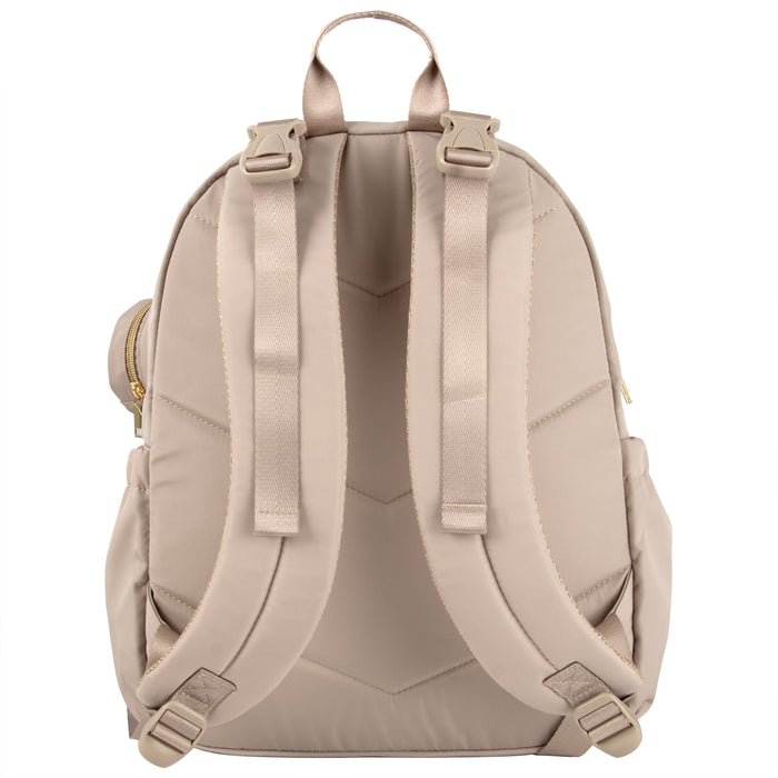 Baby Essentials Front Quilted Pocket Diaper Bag Backpack + Changing Pad + Pacifier Pouch - Beige