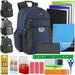 18-Inch Reflective Multi Pocket Backpack with Laptop Section with 30-Piece School Supply Kit - 4 Colors - BagsInBulk.com