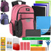 Reflective Multi Pocket Backpack with Laptop Section with 30-Piece School Supply Kit - 3 Colors - BagsInBulk.com