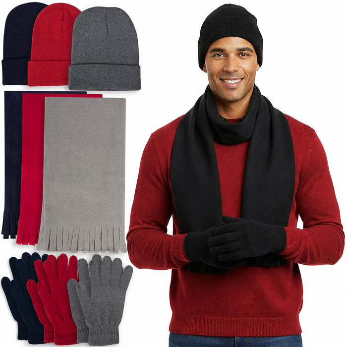 Winter Accessories Set with Hat, Gloves, & Scarf - Assorted Colors