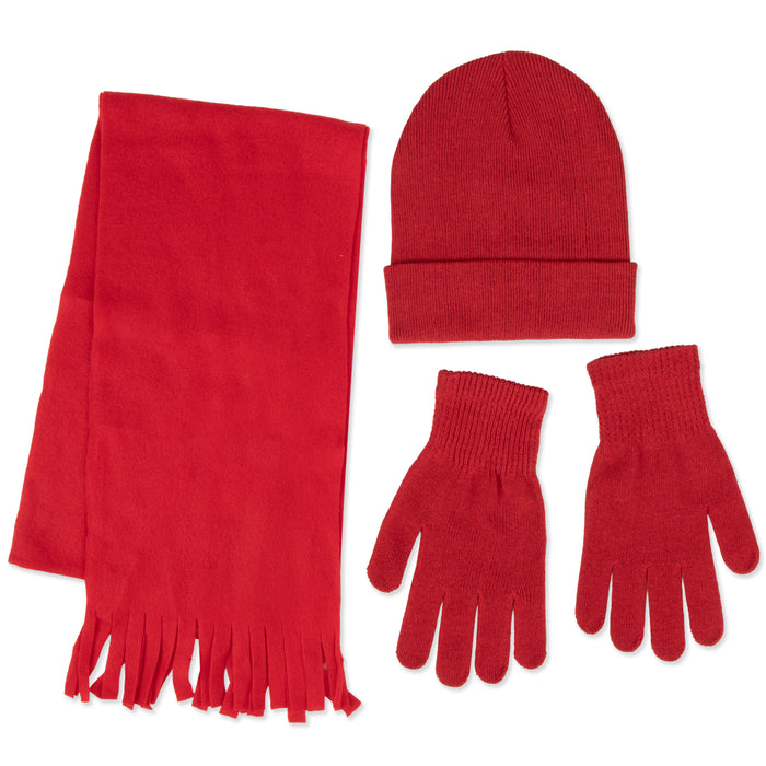 Winter Accessories Set with Hat, Gloves, & Scarf - Assorted Colors