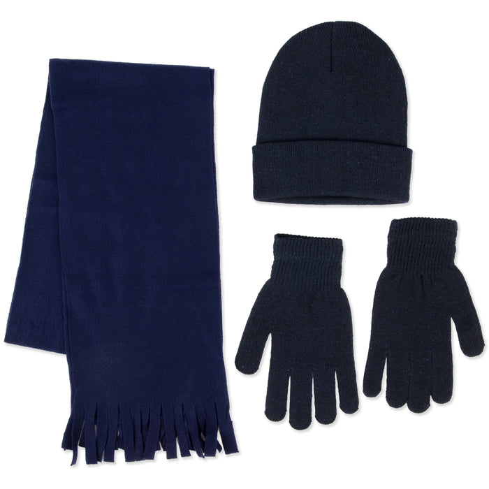Winter Accessories Set with Hat, Gloves, & Scarf - Assorted Colors