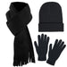 Winter Accessories Set with Hat, Gloves, & Scarf - Black - BagsInBulk.com