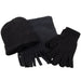 Winter Accessories Set with Hat, Gloves, & Scarf - Black - BagsInBulk.com
