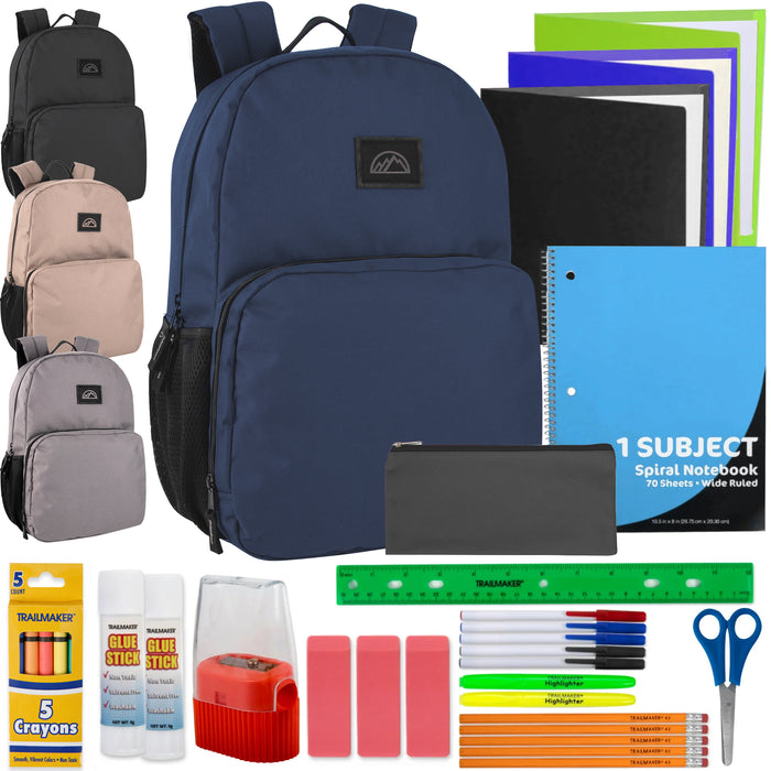 Bulk Mountain Edge Dome Backpack with Laptop Sleeve with 30-Piece School Supply Kit - 4 Color Assortment (Copy)