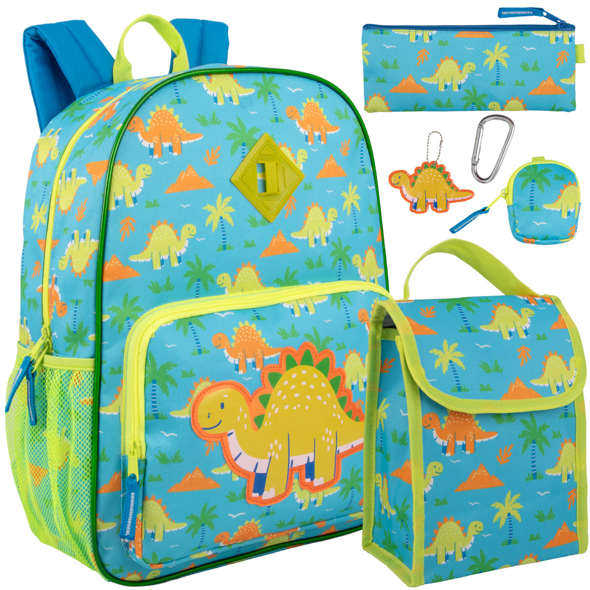 24-pack Bulk 6-in-1 Children's Dinosaur Printed Backpack Set with Lunch Bag, Pencil Case & Tech Pouch —