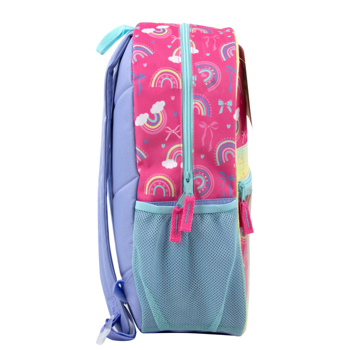 17-inch Rainbow Themed Backpack with 14-Piece School Supplies Kit