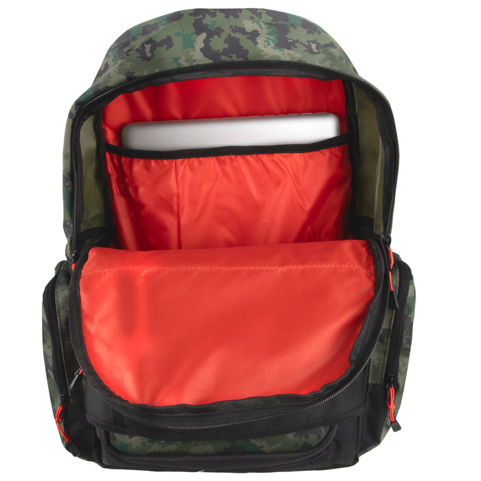 20-Inch Bulk Dual Strap Skate Backpack w Laptop Sleeve - Camo Print