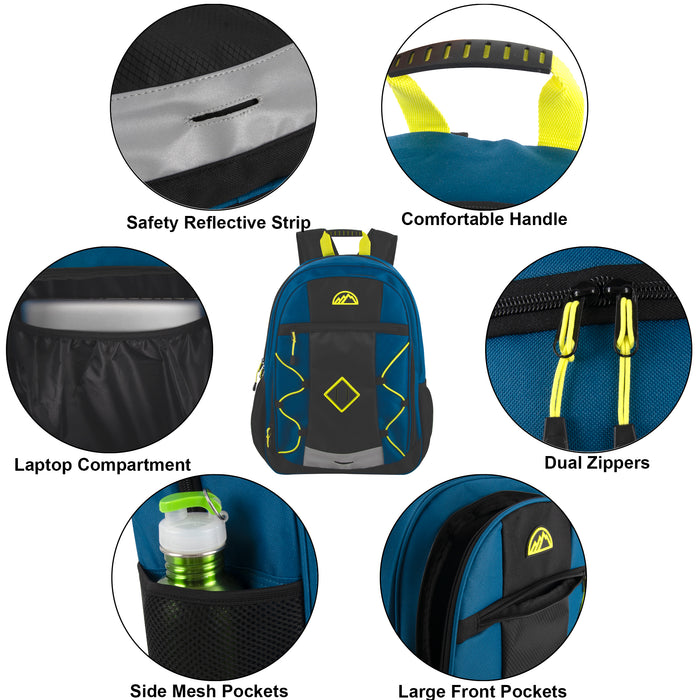 18 Inch Mountain Edge Double Vertial Bungee Backpack with Laptop Section - Blue