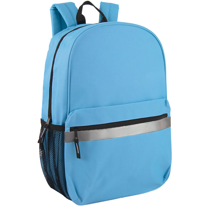 17-Inch Safety Reflective Stripe Backpack with Side Pocket - 9 Color