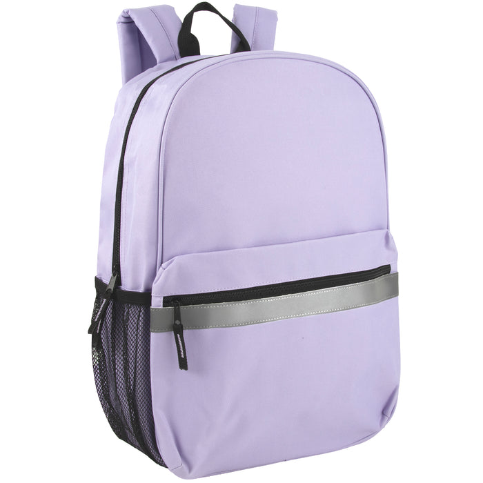 17-Inch Safety Reflective Stripe Backpack with Side Pocket - 9 Color