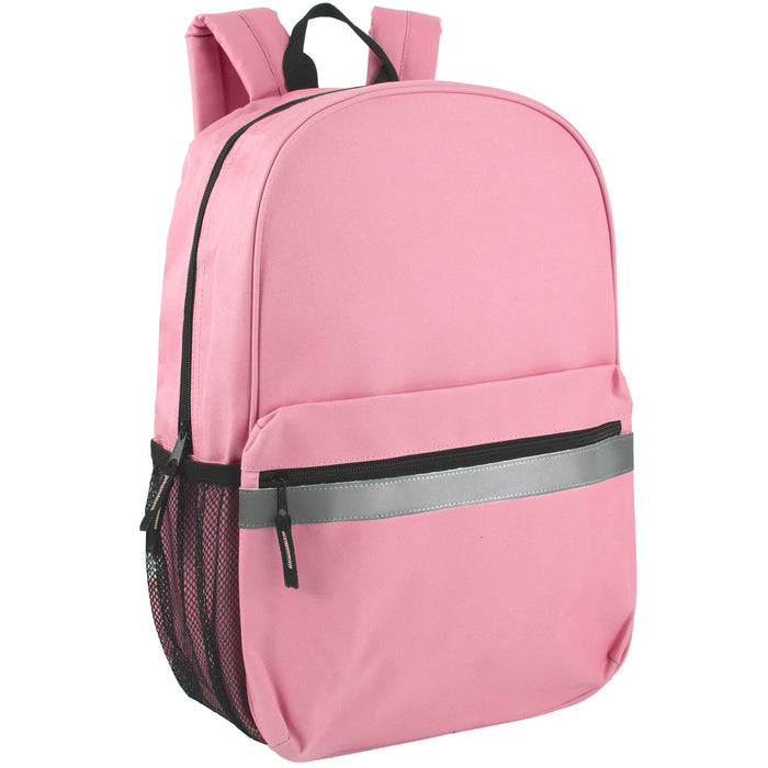 17-Inch Safety Reflective Stripe Backpack with Side Pocket - 9 Color