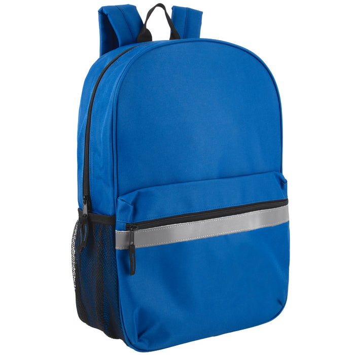 17-Inch Safety Reflective Stripe Backpack with Side Pocket - 9 Color