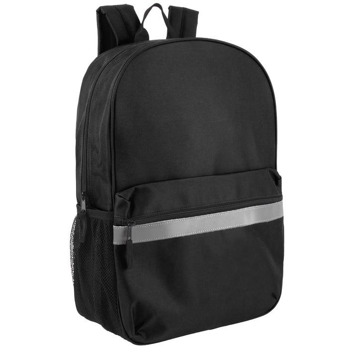 17-Inch Safety Reflective Stripe Backpack with Side Pocket - 9 Color
