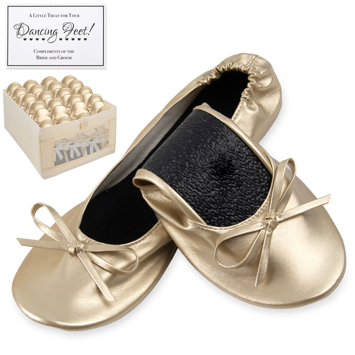 Women's Wedding Ballet Shoes With Display Box & Sign - Gold