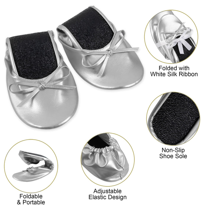 Women's Wedding Ballet Shoes With Display Box & Sign - Silver