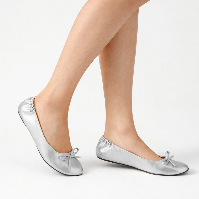 Women's Wedding Ballet Shoes With Display Box & Sign - Silver