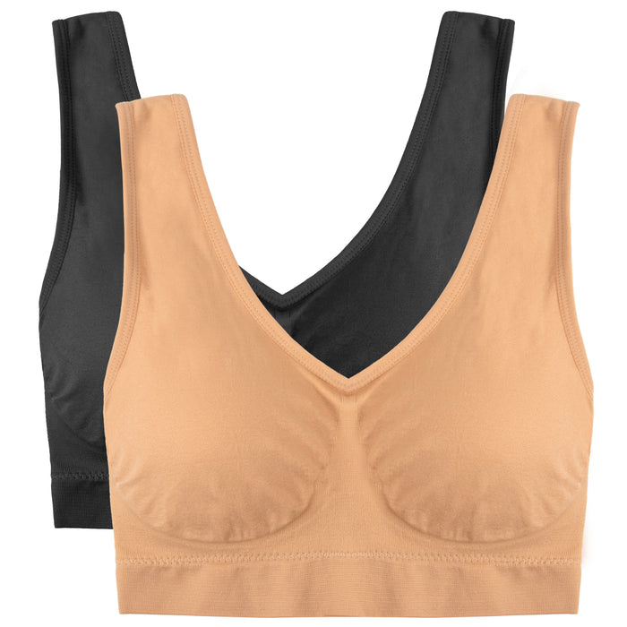Women's Padded Wireless Pullover Bra - 2 Color Assortment