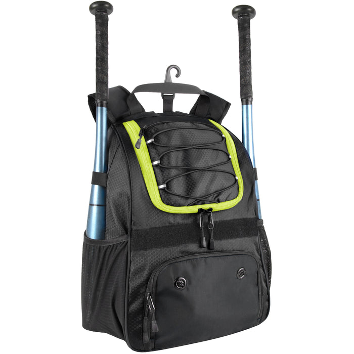 Baseball Backpacks with Bat, Ball & Shoe Compartment - Black