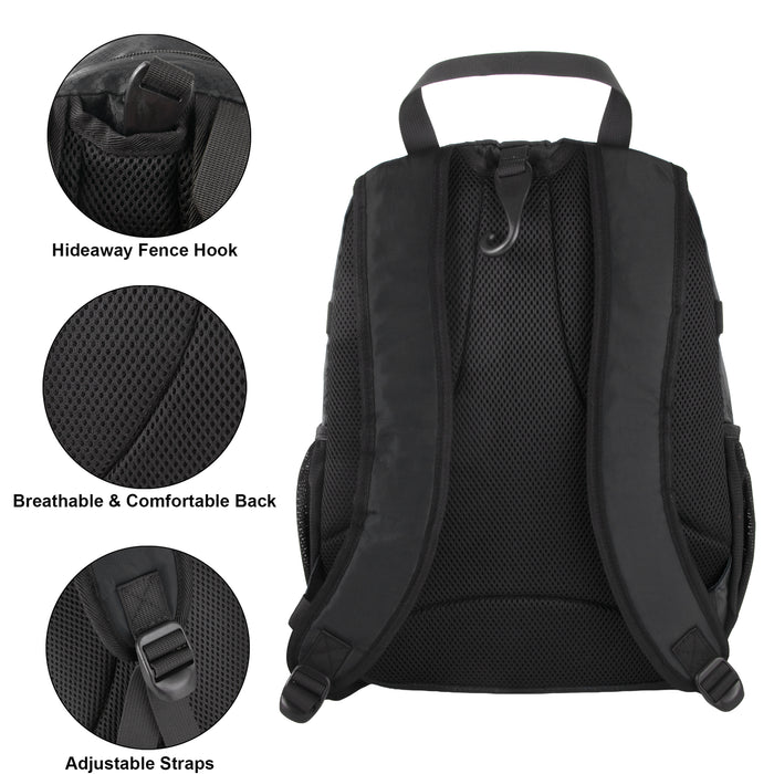 Baseball Backpacks with Bat, Ball & Shoe Compartment - Black