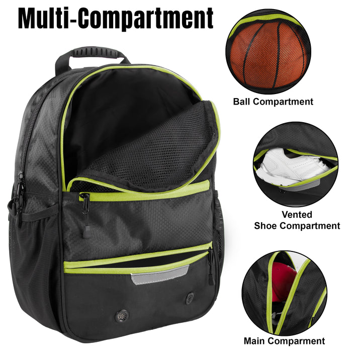 17-Inch Bulk Universal Sports Backpacks - Black