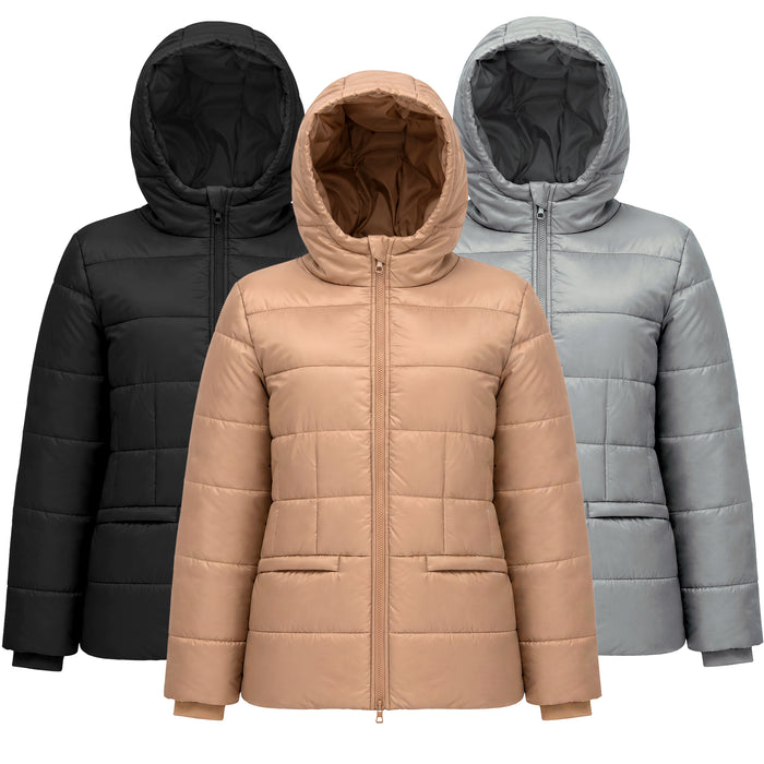 Women's Winter Hooded Puffer Coat - 3 Assorted Colors