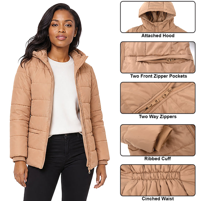 Women's Winter Hooded Puffer Coat - 3 Assorted Colors