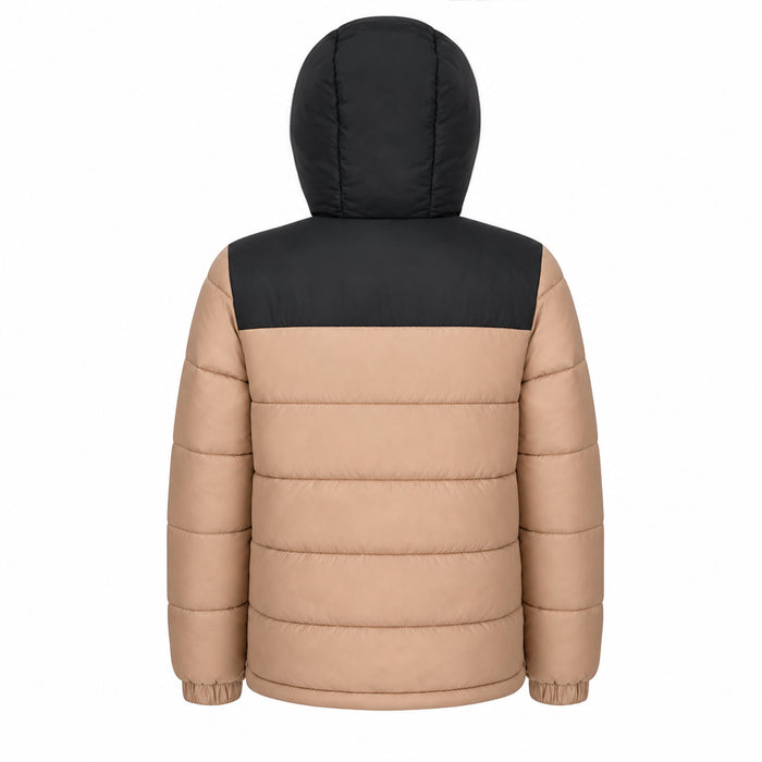 Youth Winter Hooded Two Tone Puffer Coat - 4 Colors