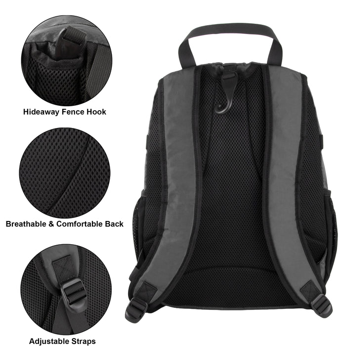 Baseball Backpacks with Bat, Ball & Shoe Compartment - Grey