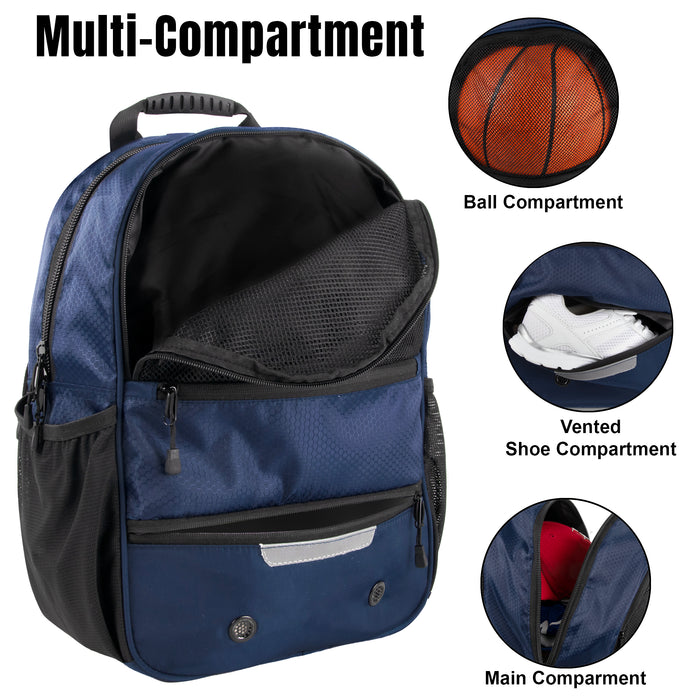 17-Inch Bulk Universal Sports Backpacks - Navy