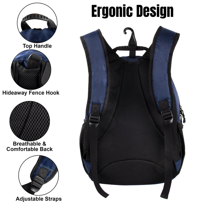 17-Inch Bulk Universal Sports Backpacks - Navy