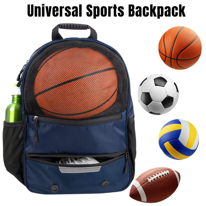 17-Inch Bulk Universal Sports Backpacks - Navy