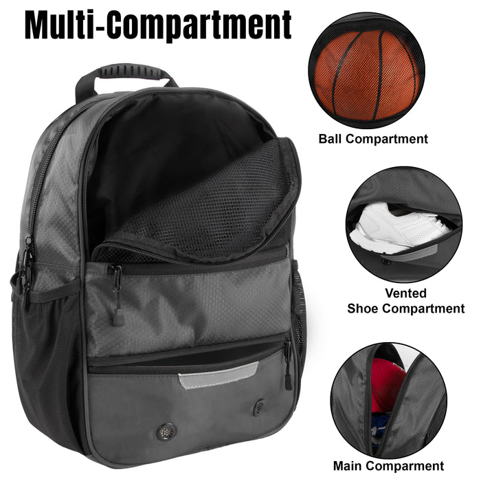 17-Inch Bulk Universal Sports Backpacks - Grey