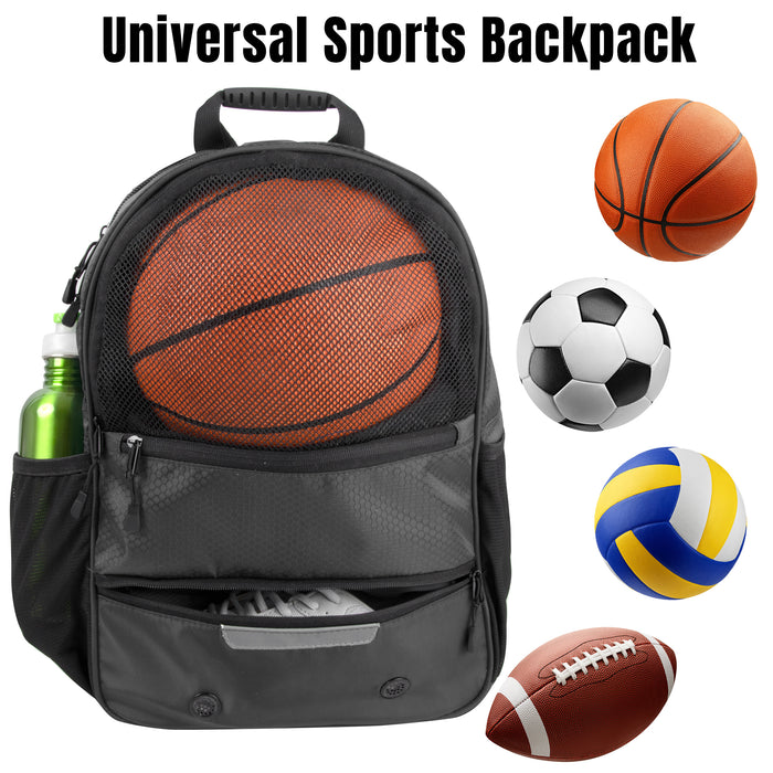 17-Inch Bulk Universal Sports Backpacks - Grey