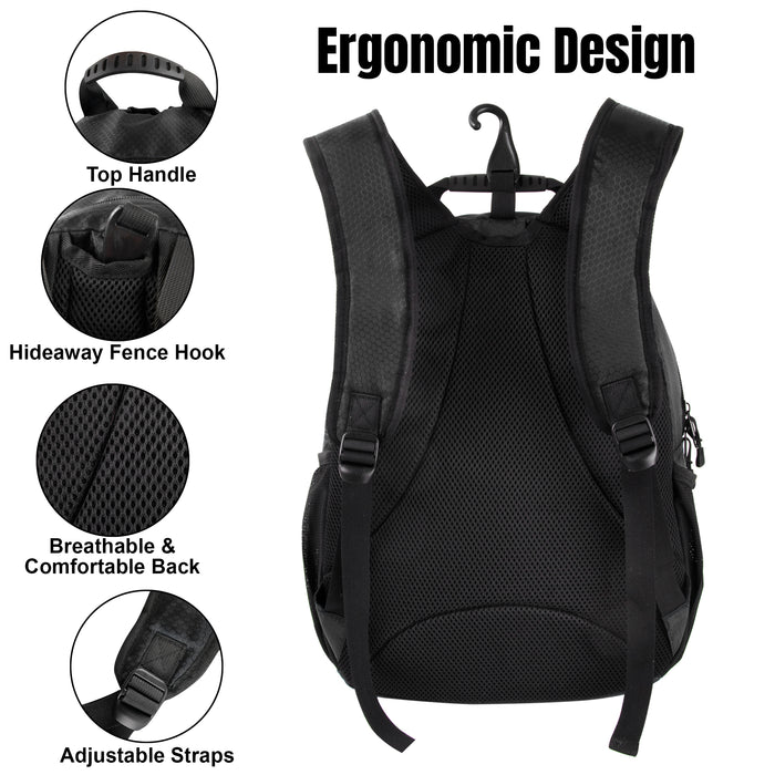 Universal Sports Backpacks with Ball & Shoe Compartment - Black