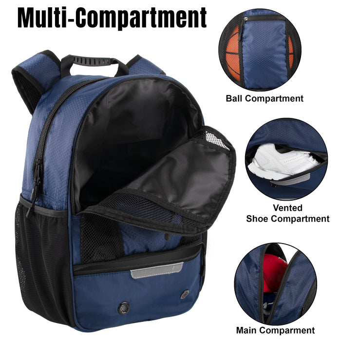 Universal Sports Backpacks with Ball & Shoe Compartment - Navy