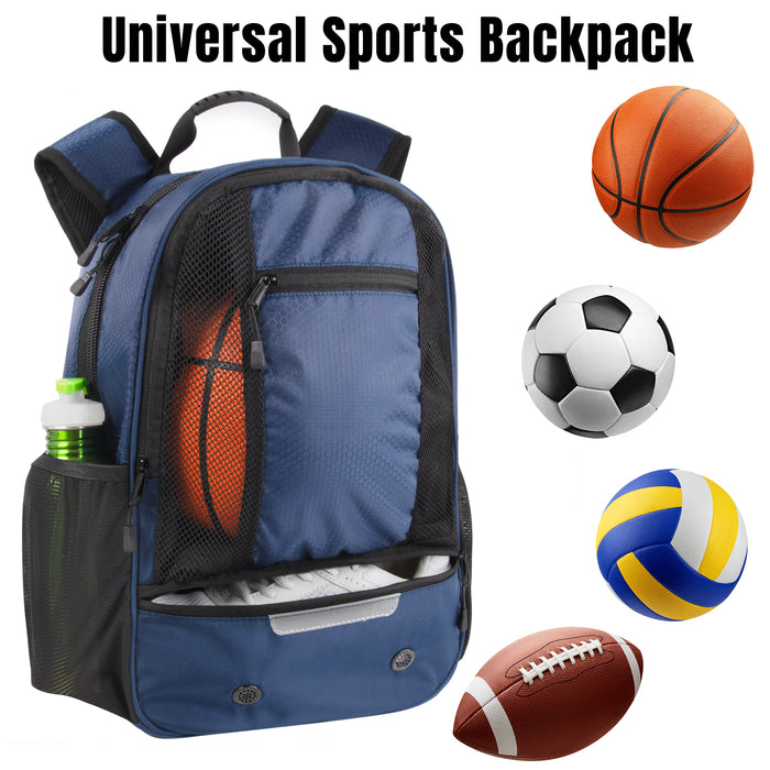 Universal Sports Backpacks with Ball & Shoe Compartment - Navy