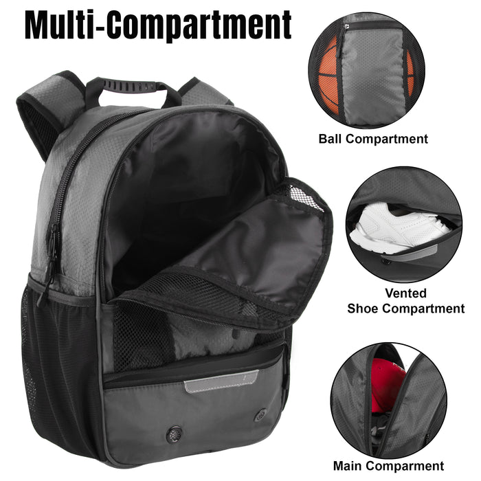 Universal Sports Backpacks with Ball & Shoe Compartment - Grey