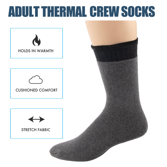 Winter Thermal Crew Socks - 2 Color Assortment