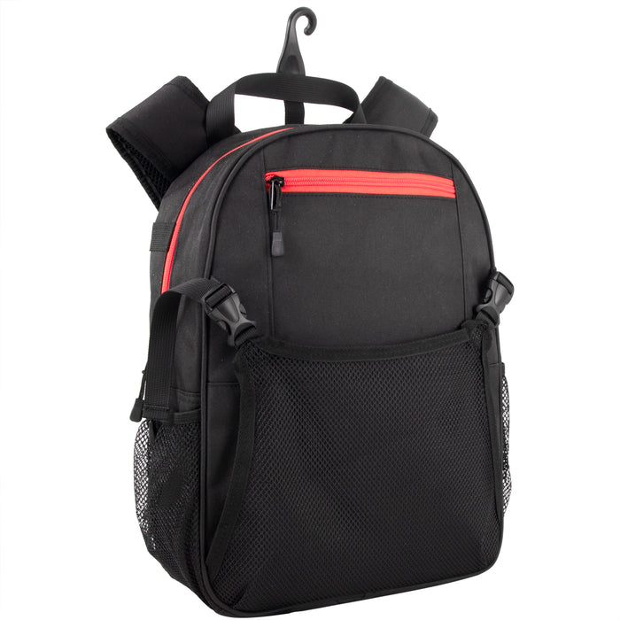 Youth Baseball & Softball Backpacks with Bat, Glove Mesh Pocket  - Black