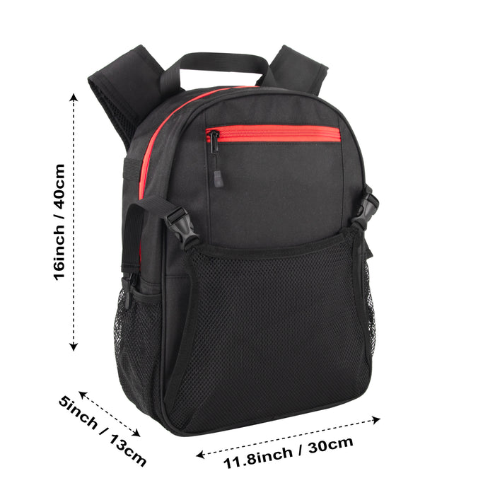 Youth Baseball & Softball Backpacks with Bat, Glove Mesh Pocket  - Black