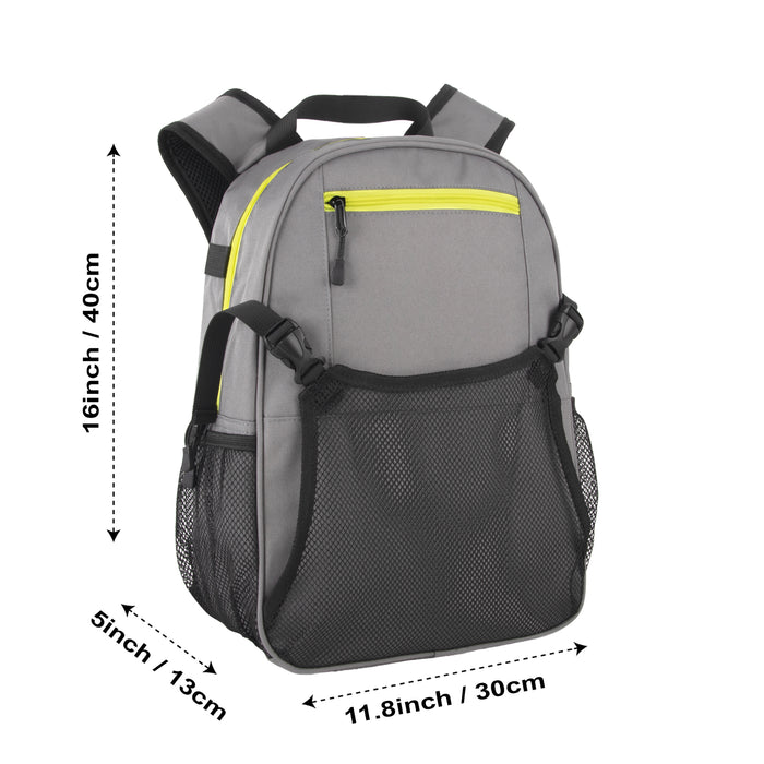 Youth Baseball & Softball Backpacks with Bat, Glove Mesh Pocket  - Grey