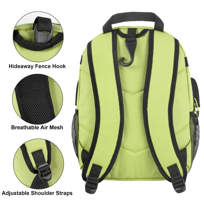 Youth Baseball & Softball Backpacks with Bat, Glove Mesh Pocket  - Lime Green
