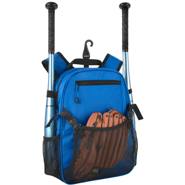 Youth Baseball & Softball Backpacks with Bat, Glove Mesh Pocket  - Blue