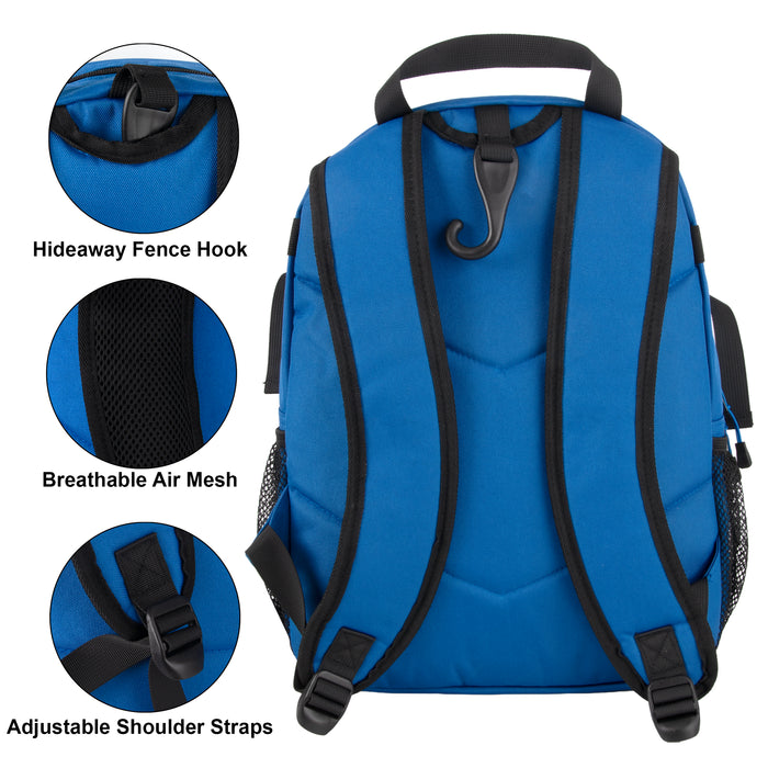 Youth Baseball & Softball Backpacks with Bat, Glove Mesh Pocket  - Blue