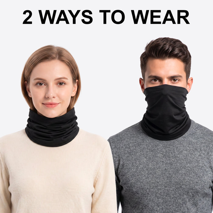 Adult Winter Neck Warmer - 2 Pack- Black